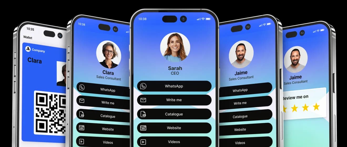 Lead2Team digital card on several phones